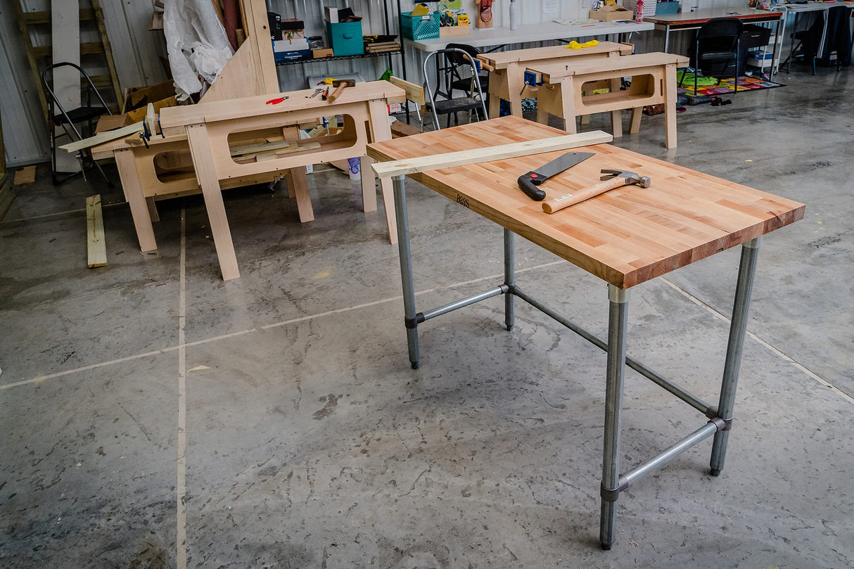 John Boos JNB18 Maple Top Work Table with Galvanized Steel Base and Bracing, 120" Long x 36" Wide 1-1/2" Thick