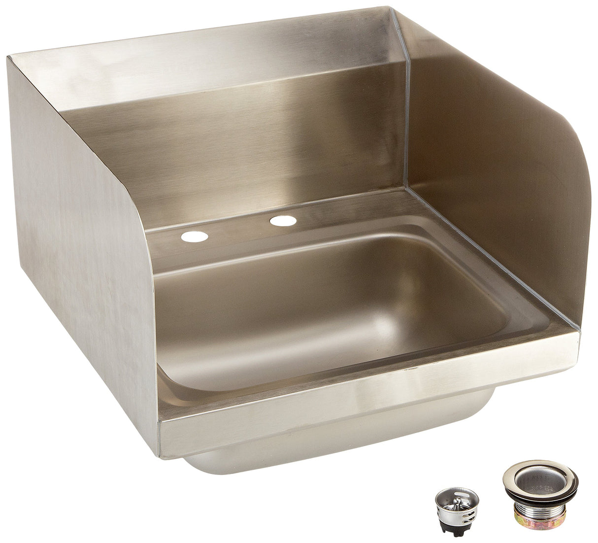 John Boos PBHS-W-1410-2DM-SSLR Stainless Steel 304 Pro-Bowl Hand Sink, 4" On-Center Deck Mount Faucet Location, Left and Right Side Splash, Sink Size: 14" Length x 10" Width 5" Depth