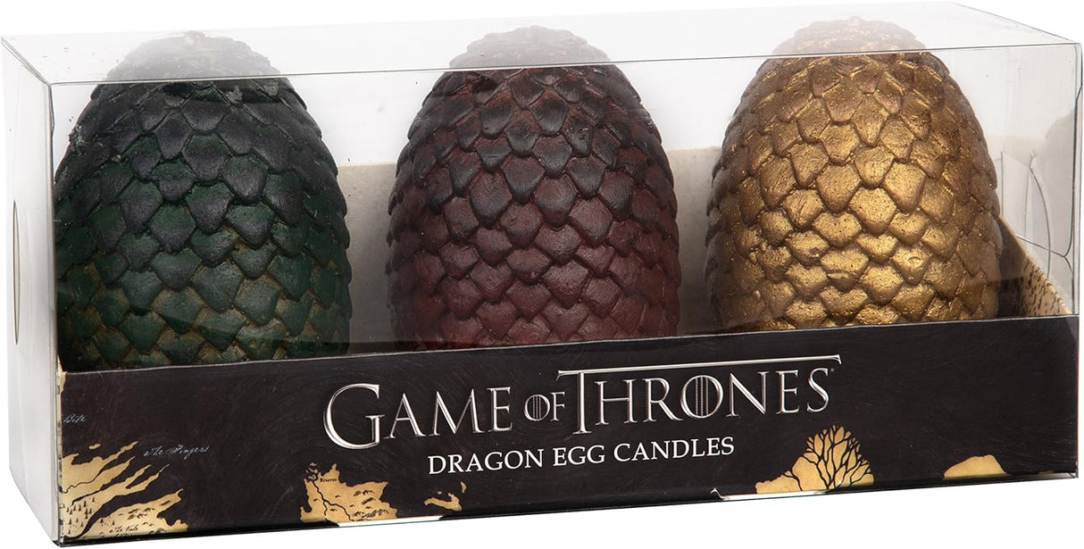 Game of Thrones Dragon Egg Replica Candles Set of 3, Unscented - Officially Licensed - Gift for GoT & House of The Dragon Fans, Men, Women, Adults - 2.5" Each