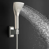 PULSE ShowerSpas 1056-BN PowerShot Shower System with Air-Infused Curved 8" Multi-Pattern Showerhead and 3-Function Hand Shower, Brushed Nickel Finish