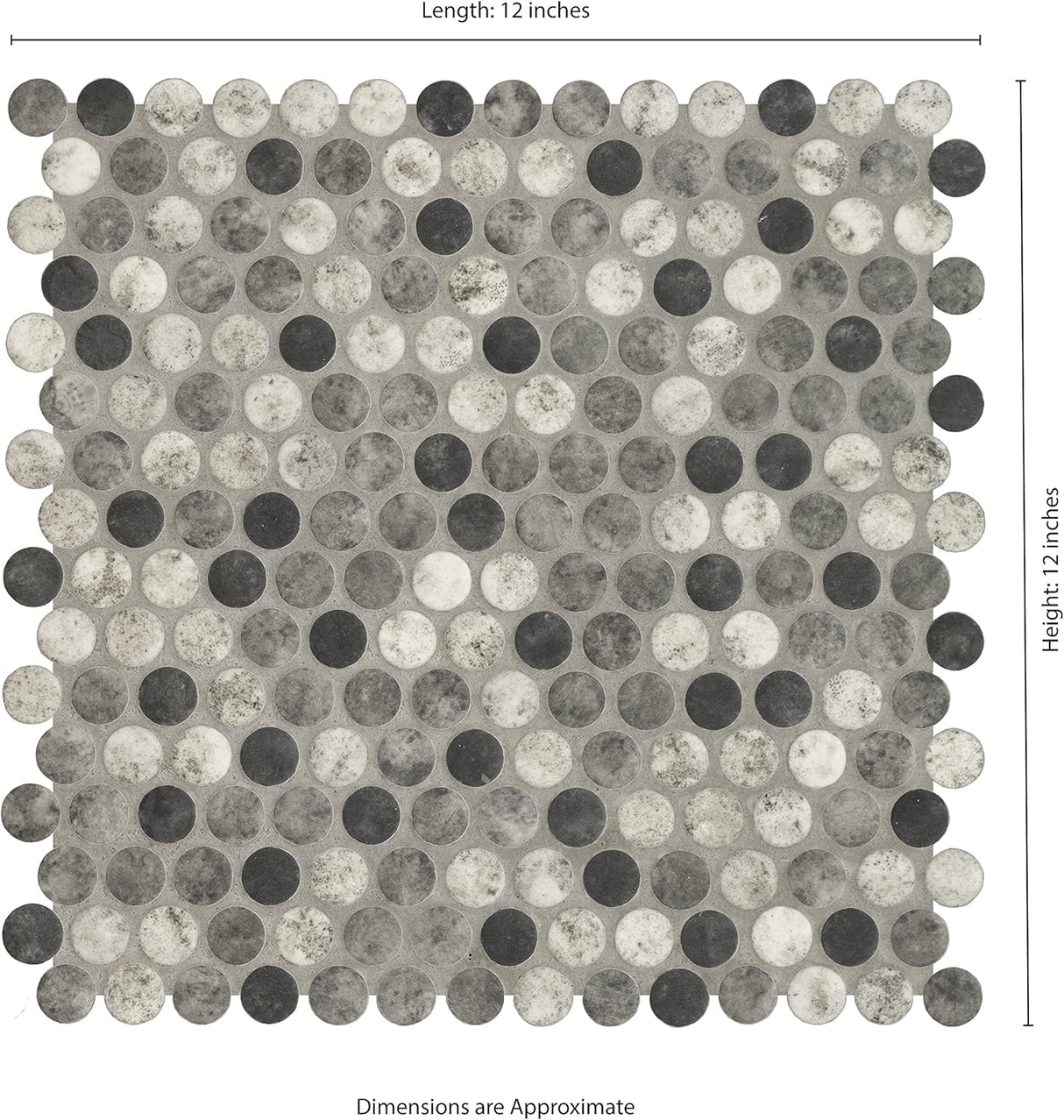 MSI Urban Tapestry 12 in. x 12 in. Glass Penny Round Tile for Kitchen Backsplash, Floor Tile, Wall Tile for Bathroom, Shower Wall Tile, Mesh Mounted Mosaic Tile