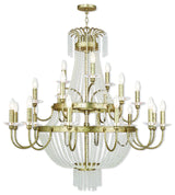 Livex Lighting 51877-28 Crystal 21 Light Foyer Chandelier from Valentina Collection, Champ, Gld Leaf Finish, Hand Applied Winter Gold