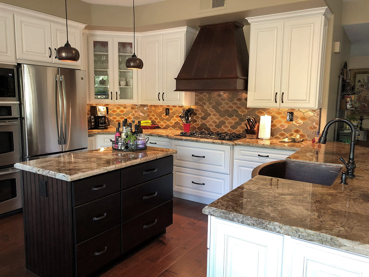 38 Inch 735 CFM Hammered Copper Wall Mounted Euro Range Hood with Slim Baffle Filters