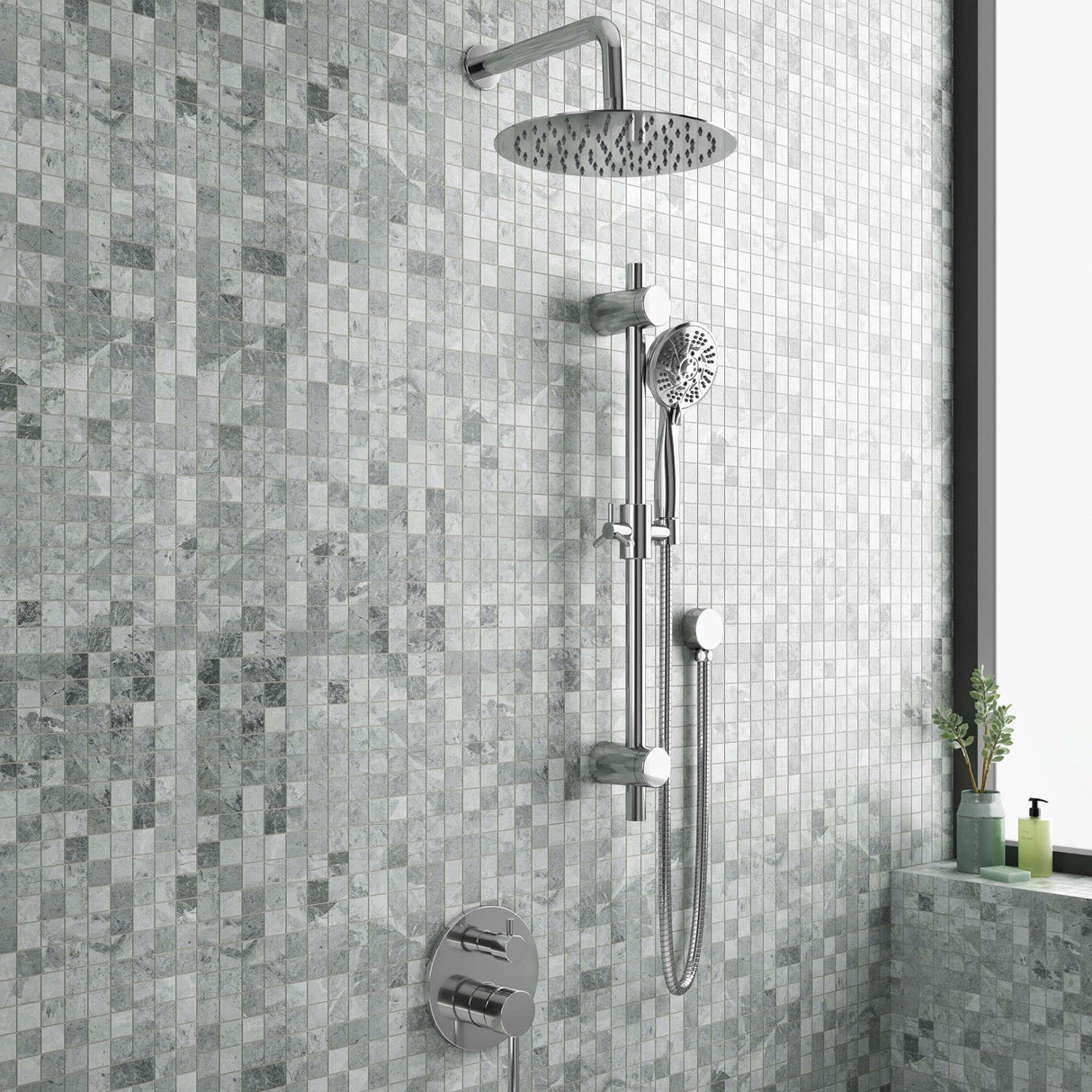PULSE ShowerSpas 3006-CH-1.8GPM Chrome Combo Shower System, 1.8 GPM
