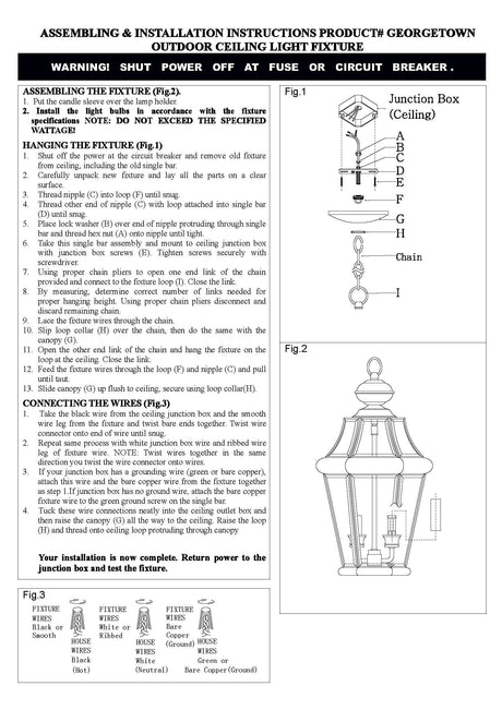 Livex Lighting 2365-04 Georgetown 3-Light Outdoor Hanging Lantern, Black