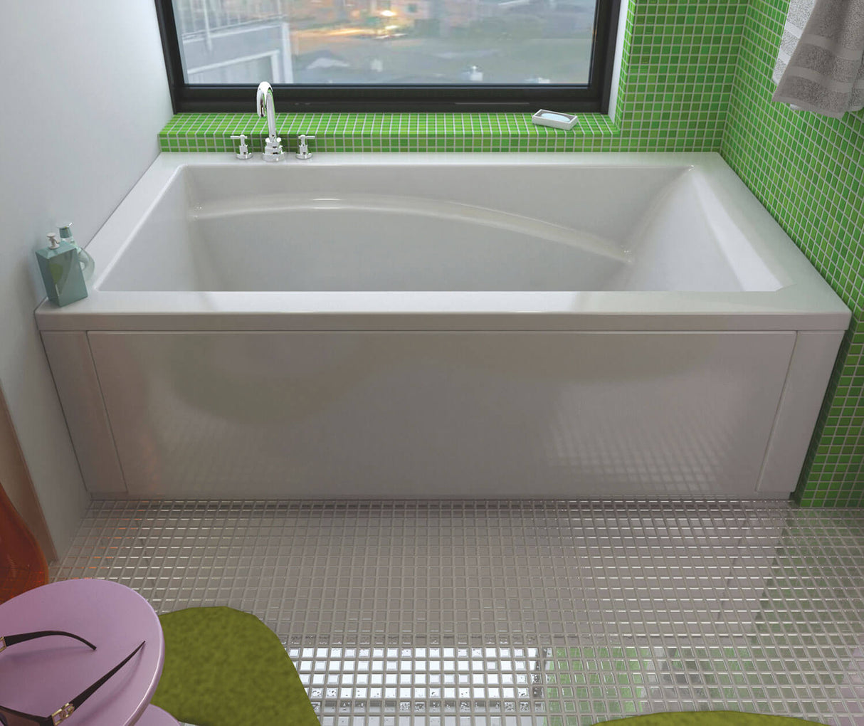 MAAX 101269-000-001-000 Optik 6636 Acrylic Alcove End Drain Bathtub in White