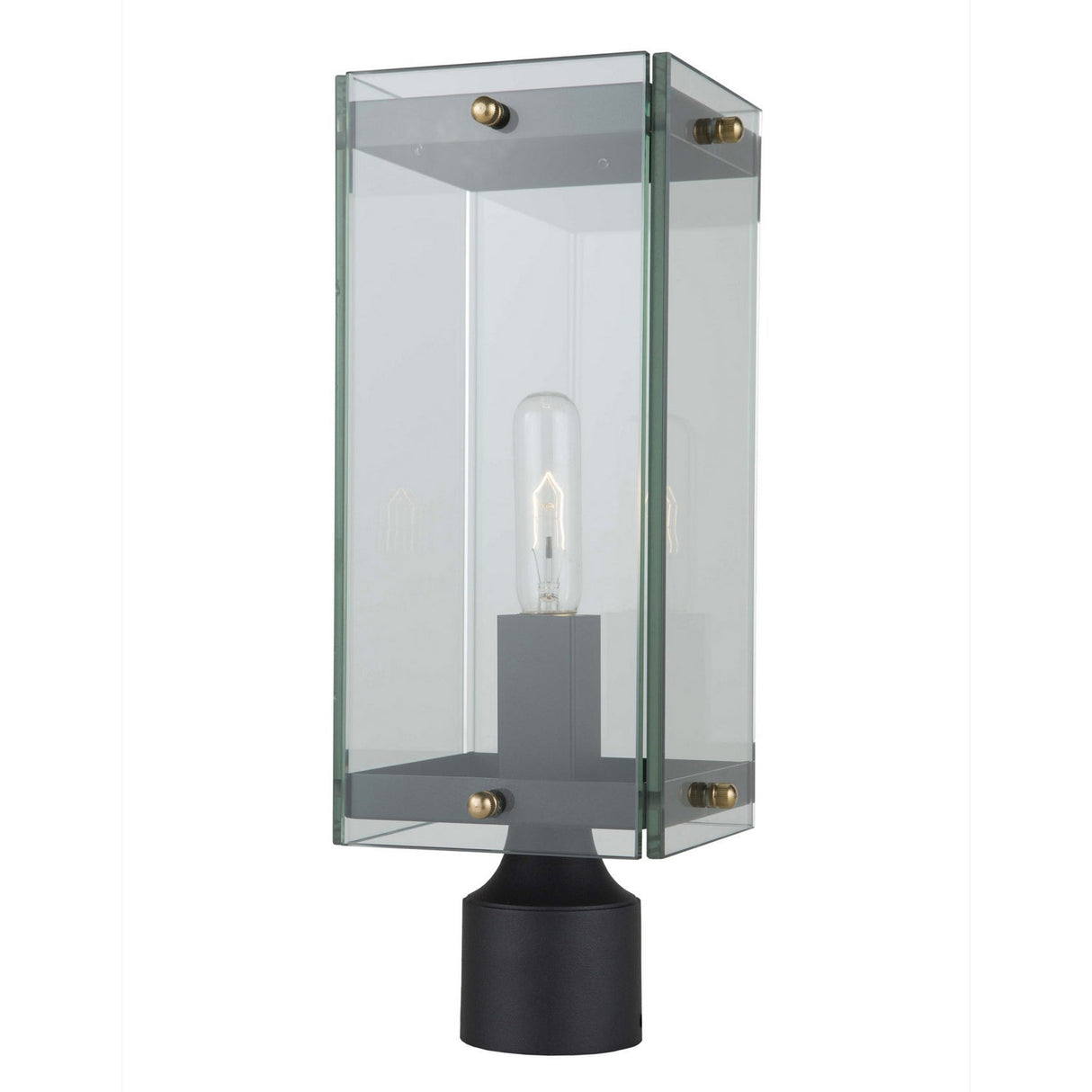 Bradgate Outdoor Post Light - Matte Black & Harvest Brass / 22.25