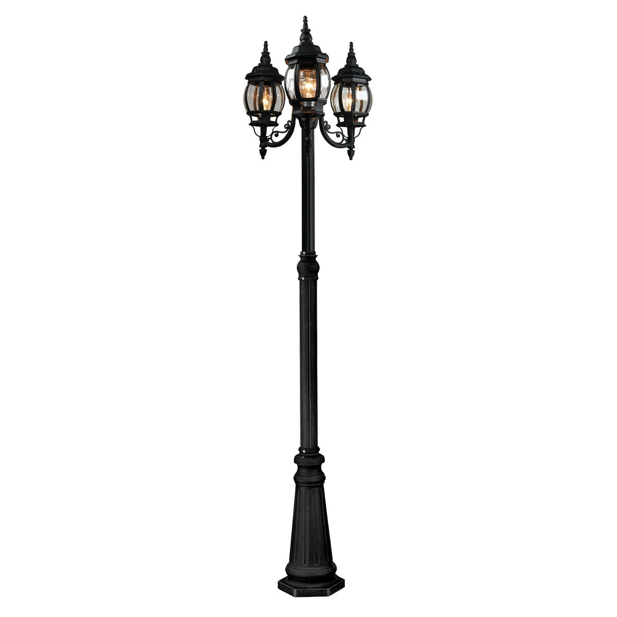 Classico Outdoor Post with Lights - Black