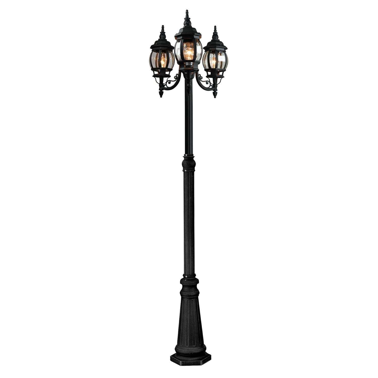Classico Outdoor Post with Lights - Black