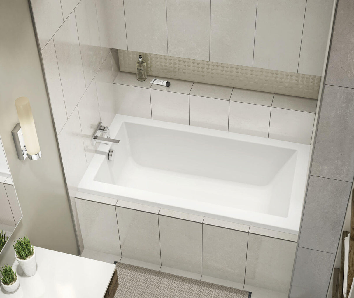 MAAX 410022-000-001-173 ModulR 6032 IF (Without Armrests) Acrylic Alcove Right-Hand Drain Bathtub in White