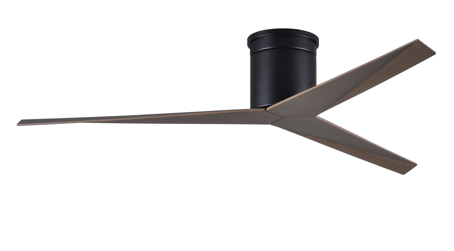 Matthews Fan EKH-BK-GA Eliza-H 3-blade ceiling mount paddle fan in Matte Black finish with gray ash ABS blades.