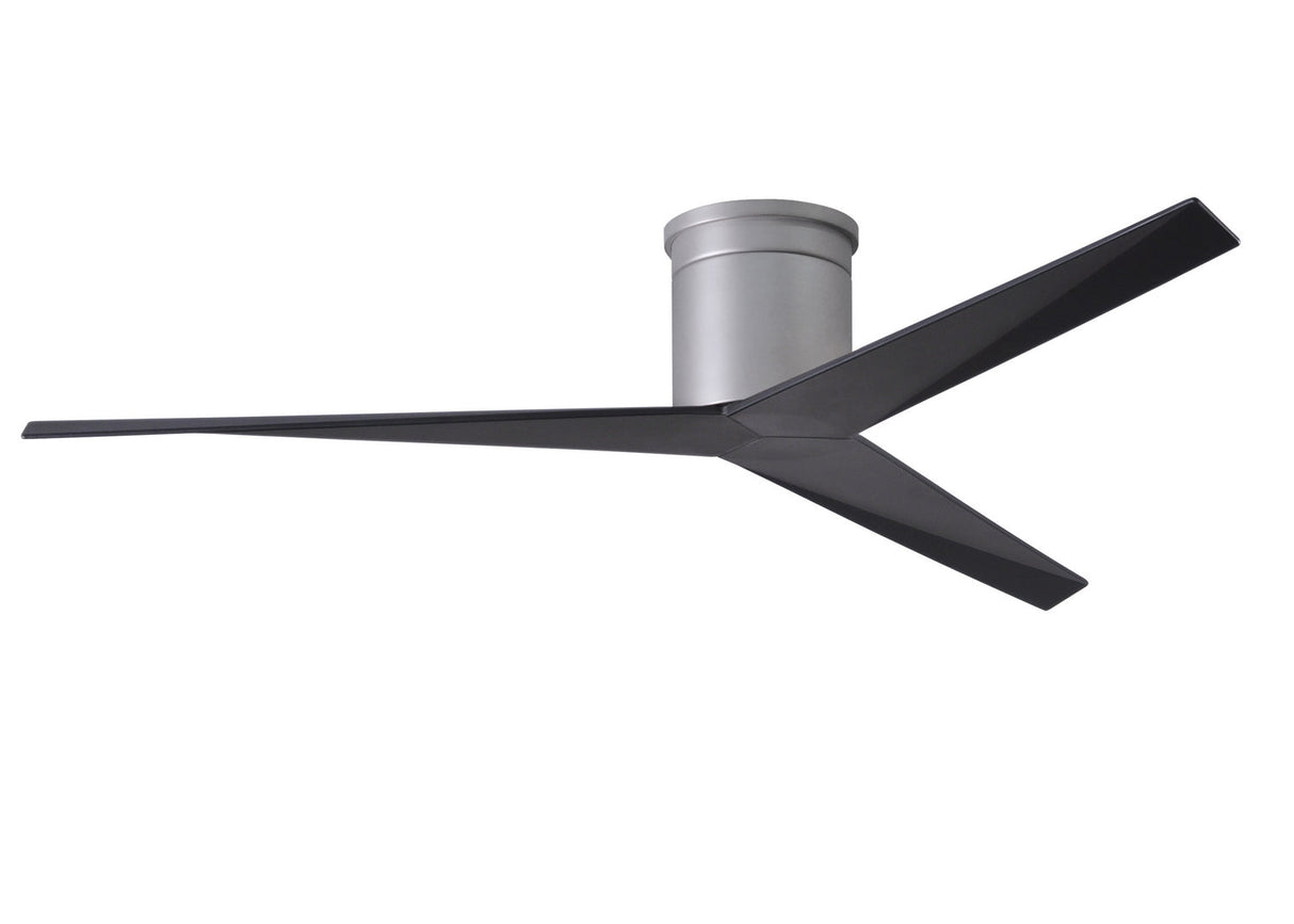 Matthews Fan EKH-BN-BK Eliza-H 3-blade ceiling mount paddle fan in Brushed Nickel finish with matte black ABS blades.