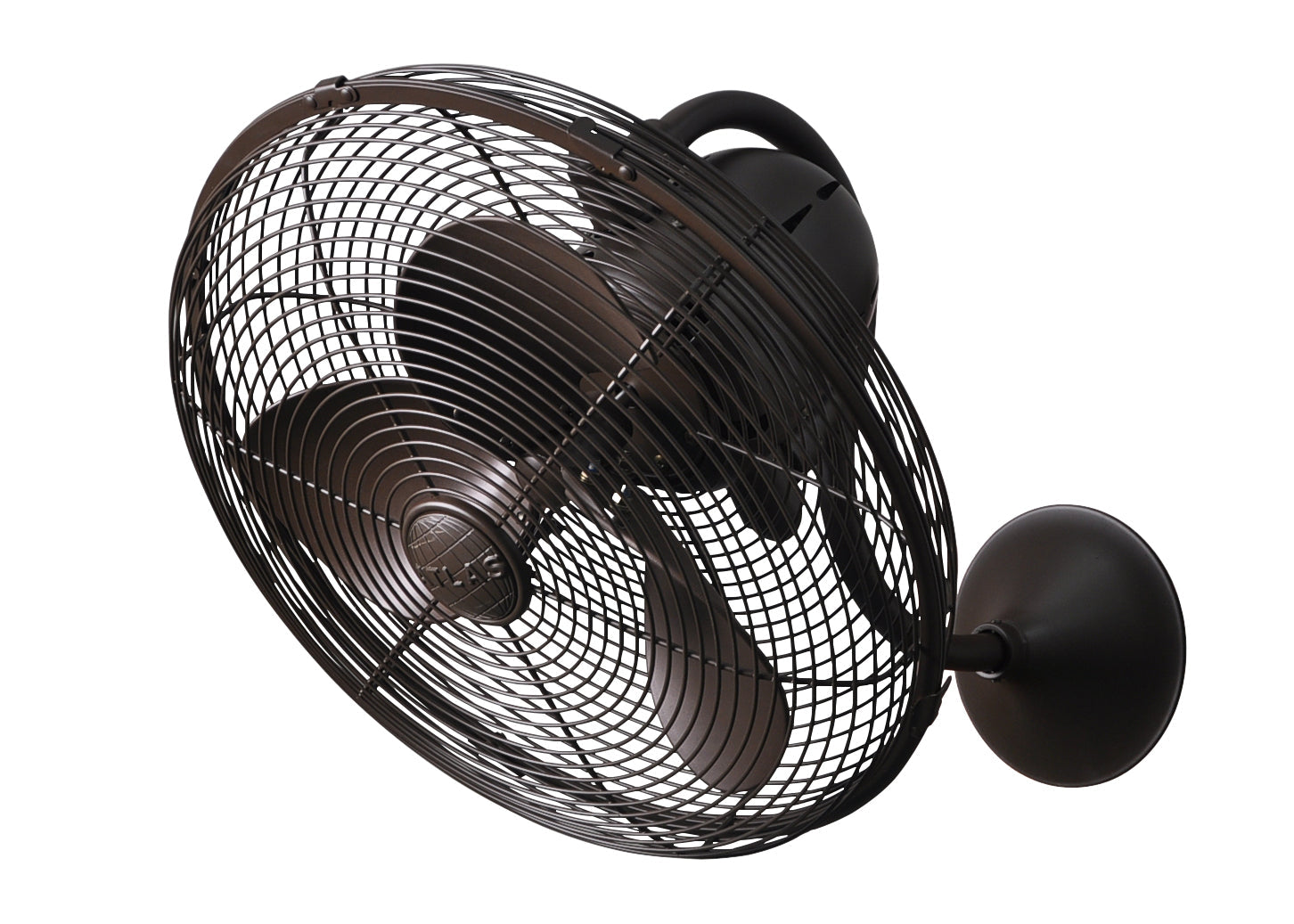 Matthews Fan LL-TB Laura 90° oscillating 3-speed wall fan in textured bronzed finish.