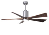 Matthews Fan PA5-BN-WA-60 Patricia-5 five-blade ceiling fan in Brushed Nickel finish with 60” solid walnut tone blades and dimmable LED light kit 