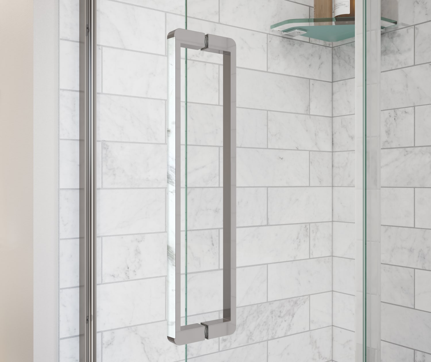 MAAX 135324-900-282-000 Uptown 56-59 x 76 in. 8 mm Sliding Shower Door for Alcove Installation with Clear glass in Chrome & White Marble