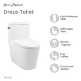 Dreux One Piece Elongated Toilet Left Side Flush 1.28 GPF