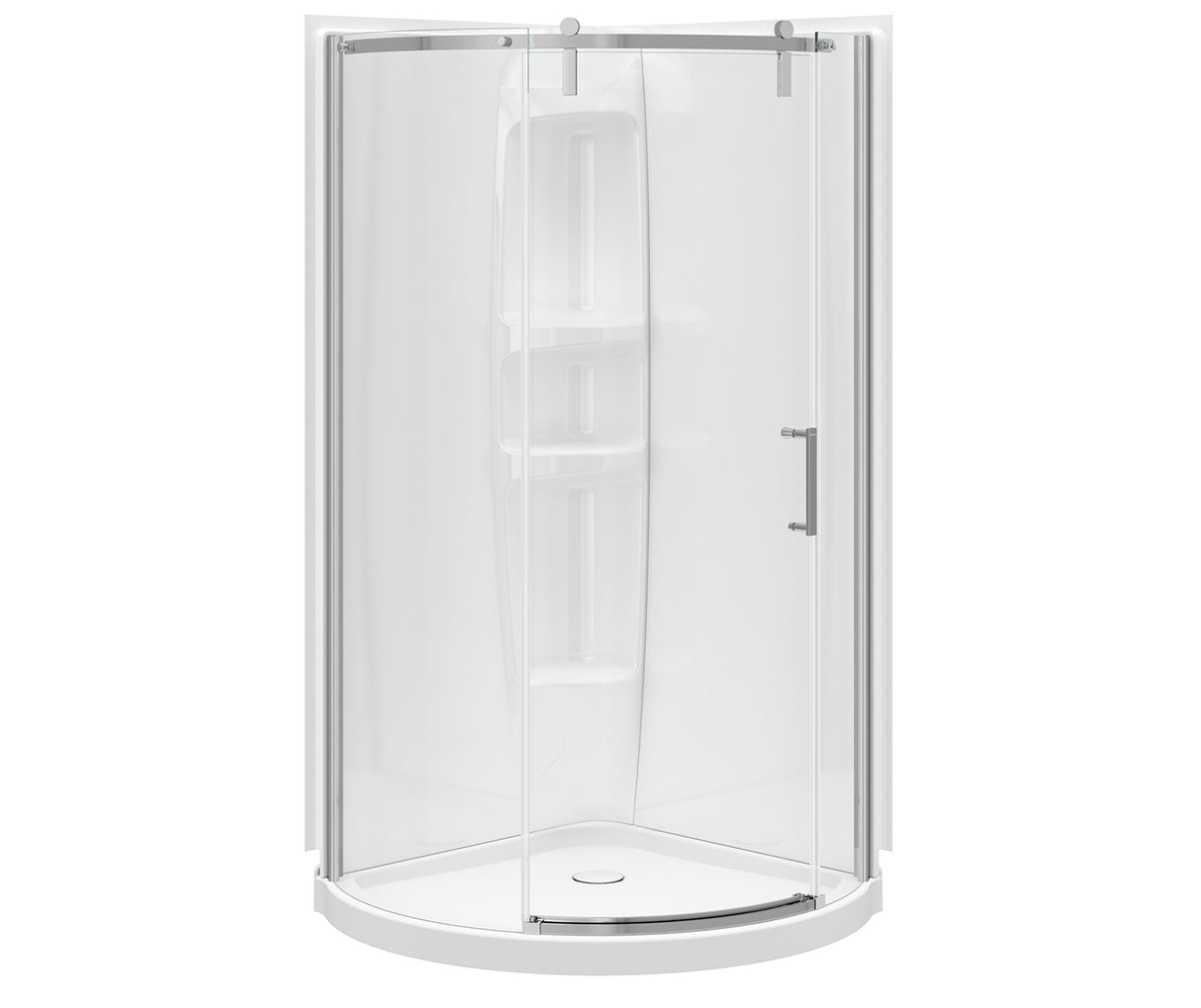 MAAX 106888-000-001-100 Round Base 36 3 in. 36 x 36 Acrylic Corner Left or Right Shower Base with Corner Drain in White