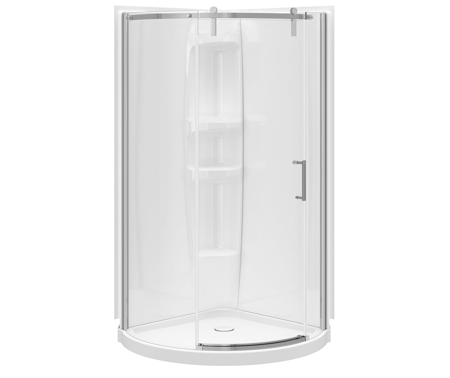 MAAX 106888-000-001-100 Round Base 36 3 in. 36 x 36 Acrylic Corner Left or Right Shower Base with Corner Drain in White