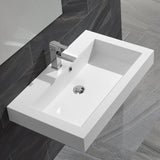 DAX Solid Surface Rectangular Single Bowl Vessel Bathroom Basin, Matte White DAX-AB-1021