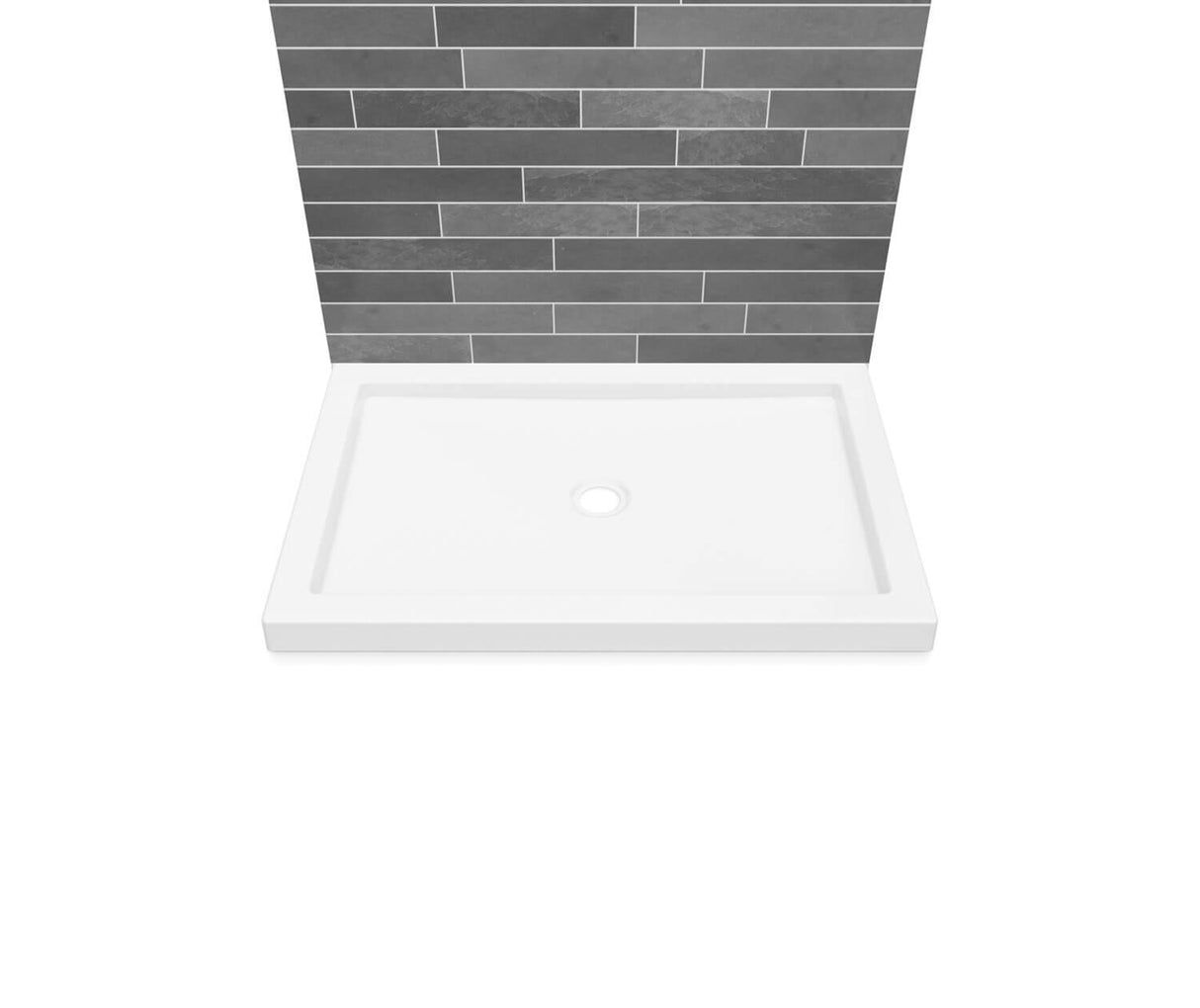 MAAX 410001-505-001-000 B3Round 4832 Acrylic Wall Mounted Shower Base in White with Center Drain