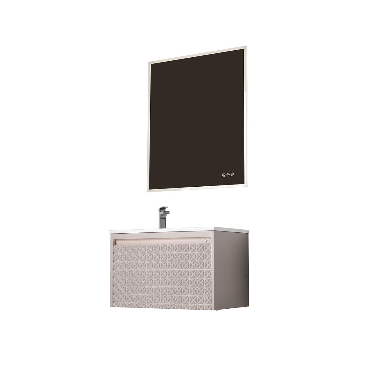Blossom Thun 30″ Vanity with Droplet-Shaped Basin - LED Illuminated & 3D Diamond Pattern Design
