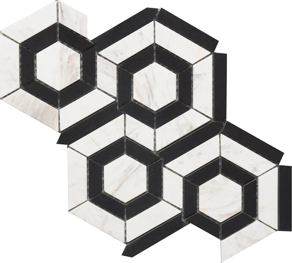 Roca Tile Usa Inc Elegant Ideas 9X12 Marble Mosaic Black And White Hexagon Rockart