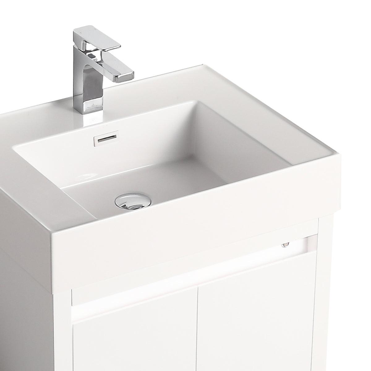 Blossom Capri 48″ Single sink Vanity with Dual LED Illumination - Glossy White & Classic Oak