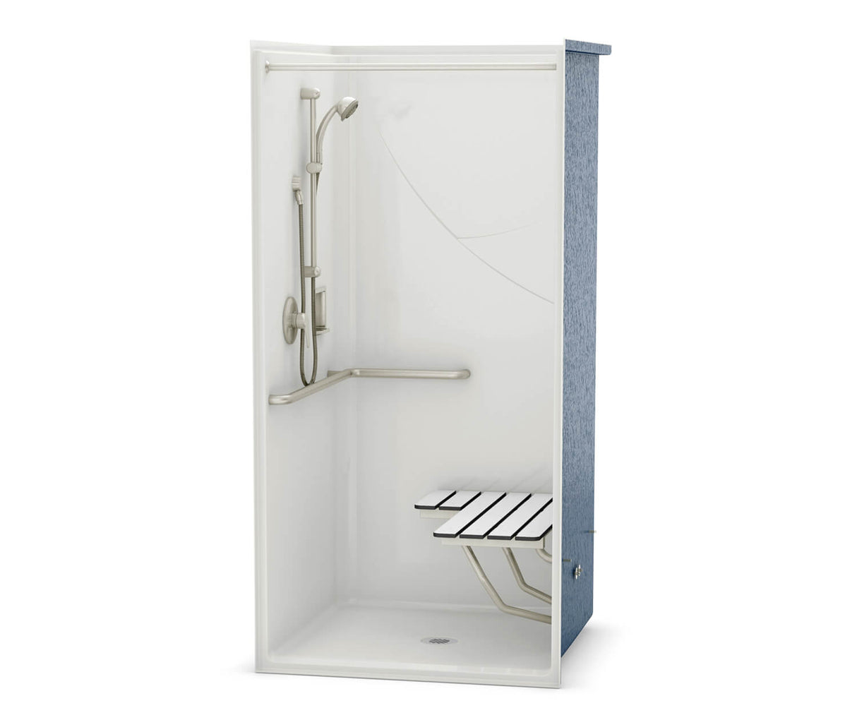 MAAX 106069-000-002-124 OPS-3636-RS - Complete Accessibility Package AcrylX Alcove Center Drain One-Piece Shower in White