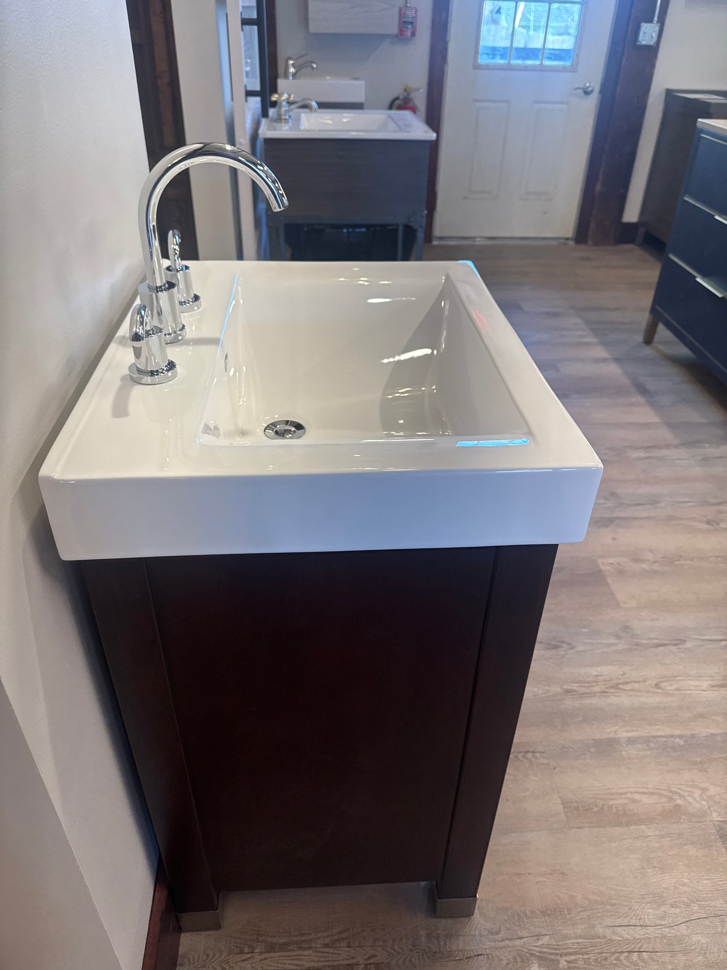 24" Espresso Vanity Set with Ceramic Sink, and Widespred Caesar 8 Inch Bathroom Faucet