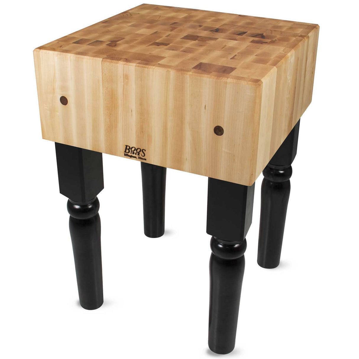 John Boos AB02-AL Traditional AB Standing Block - 10" Thick Maple Butcher Block, 24"W x 24"D, Alabaster Legs BLOCK 24X18X10-