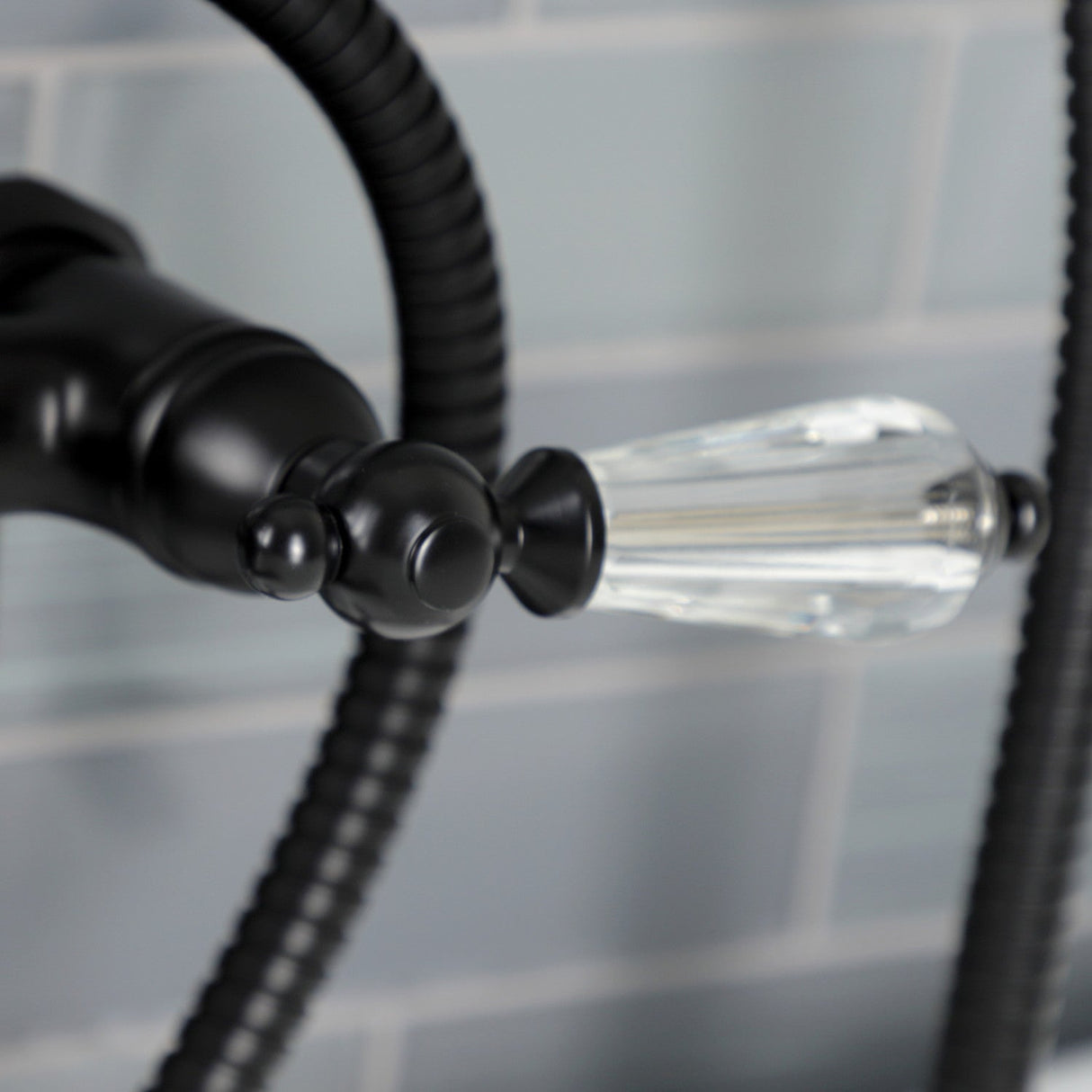 Wilshire AE103T0WLL Three-Handle 2-Hole Deck Mount Clawfoot Tub Faucet with Hand Shower, Matte Black