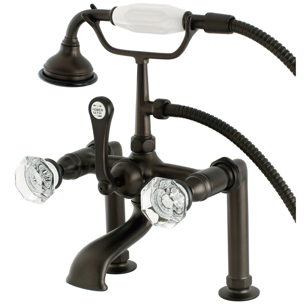 Celebrity AE103T5WCL Three-Handle 2-Hole Deck Mount Clawfoot Tub Faucet with Hand Shower, Oil Rubbed Bronze