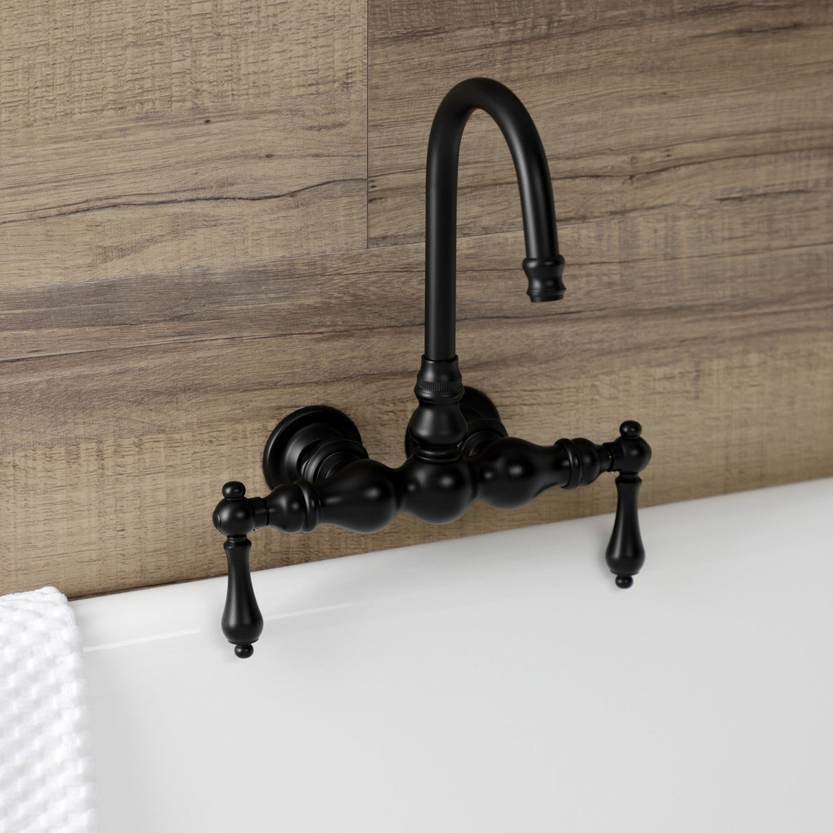 Aqua Vintage AE1T0 Two-Handle 2-Hole Tub Wall Mount Clawfoot Tub Faucet, Matte Black