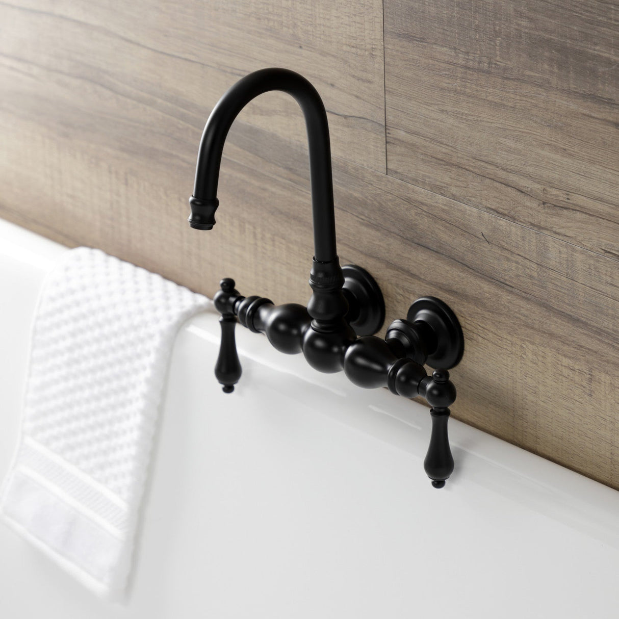 Aqua Vintage AE1T0 Two-Handle 2-Hole Tub Wall Mount Clawfoot Tub Faucet, Matte Black