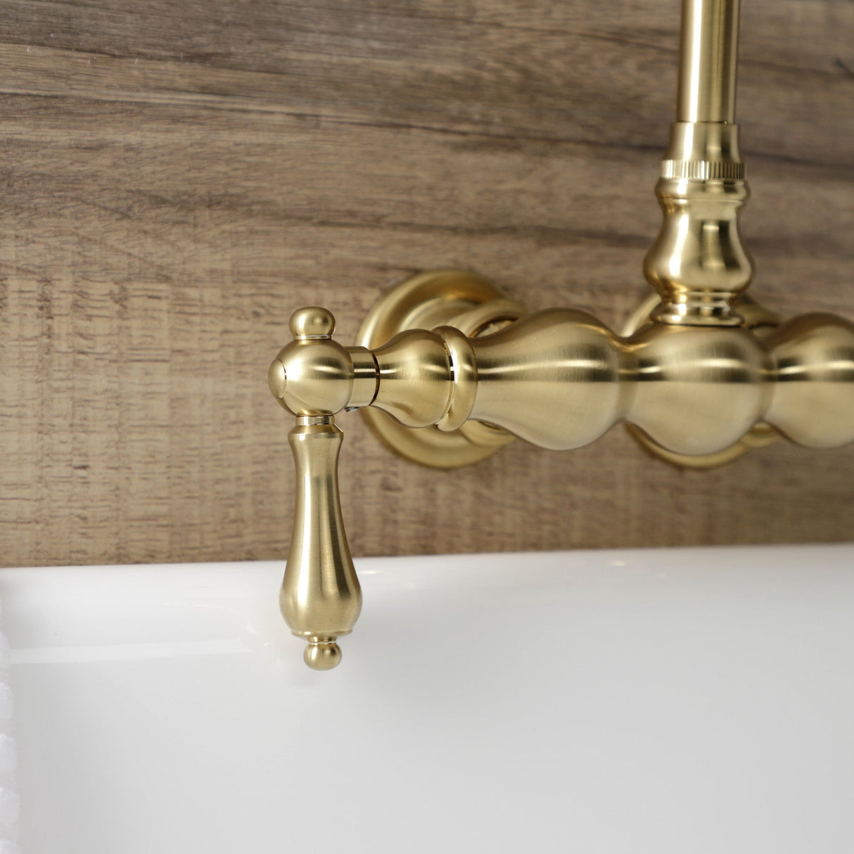 Aqua Vintage AE1T7 Two-Handle 2-Hole Tub Wall Mount Clawfoot Tub Faucet, Brushed Brass