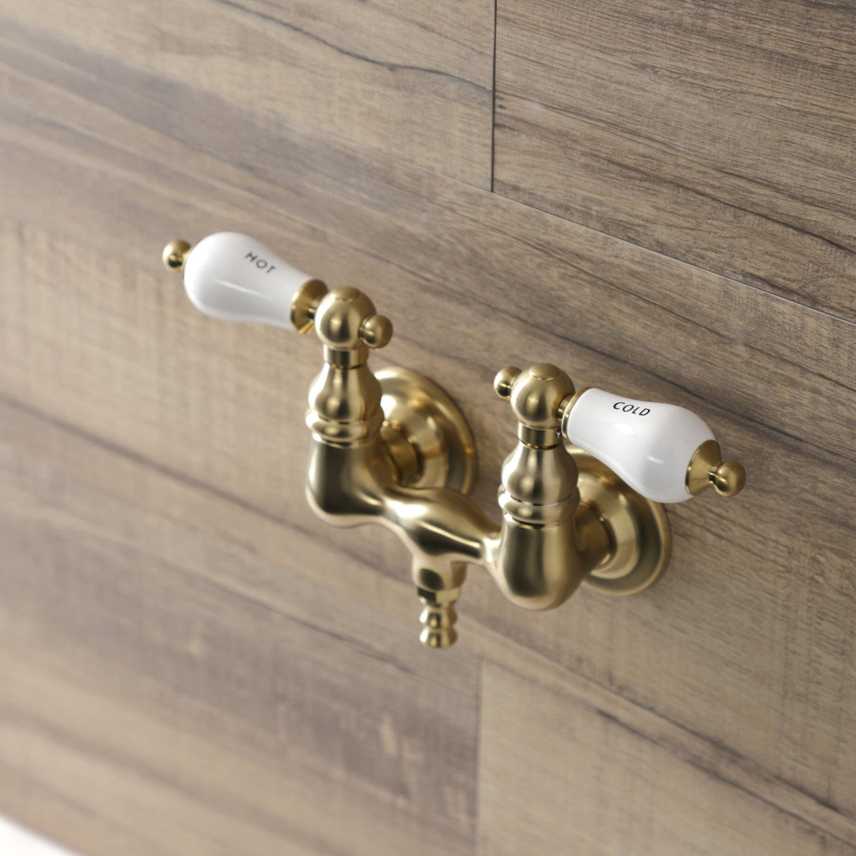 Aqua Vintage AE33T7 Two-Handle 2-Hole Tub Wall Mount Clawfoot Tub Faucet, Brushed Brass