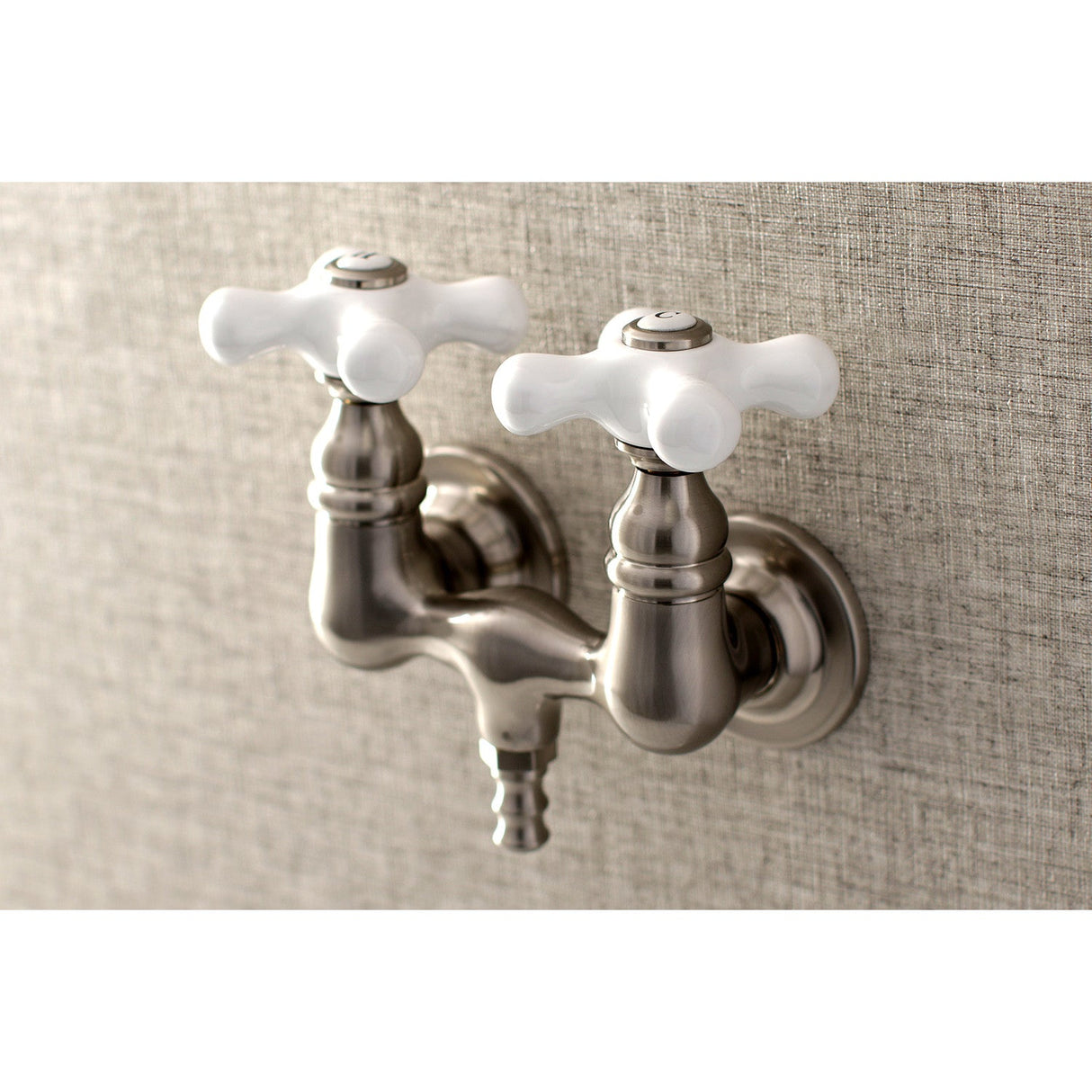 Aqua Vintage AE39T8 Two-Handle 2-Hole Tub Wall Mount Clawfoot Tub Faucet, Brushed Nickel