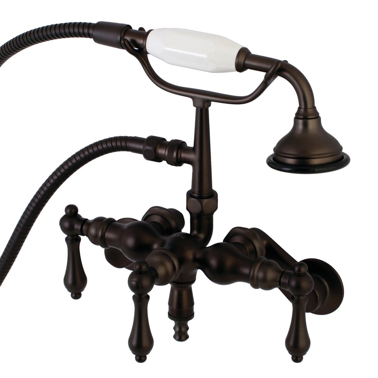 Vintage AE419T5 Three-Handle 2-Hole Tub Wall Mount Clawfoot Tub Faucet with Hand Shower, Oil Rubbed Bronze