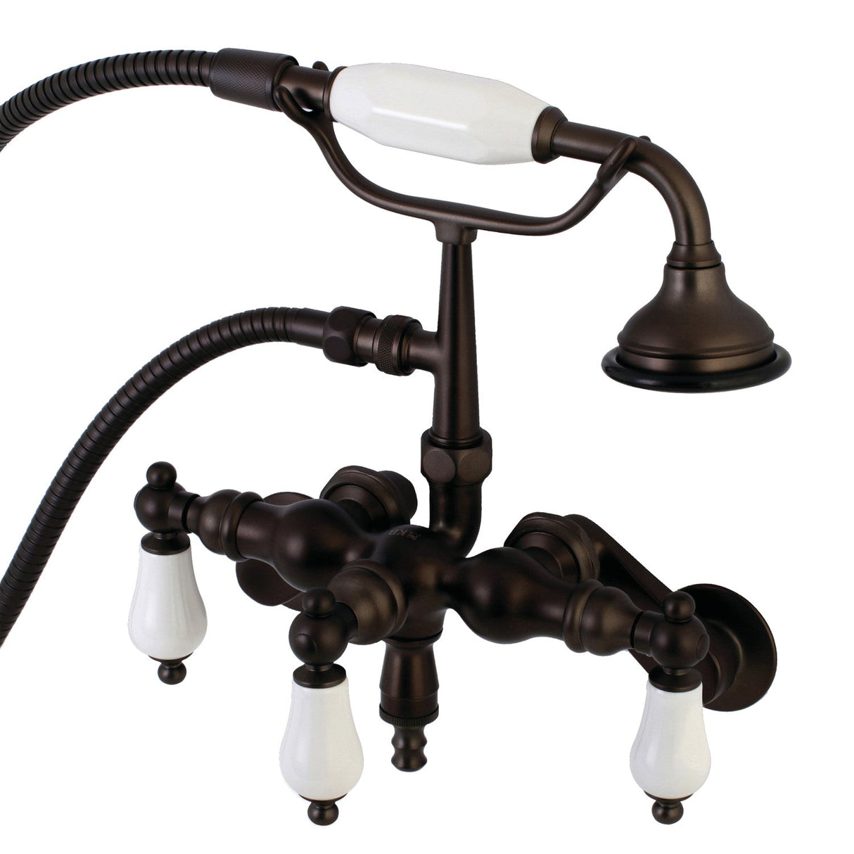 Vintage AE421T5 Three-Handle 2-Hole Tub Wall Mount Clawfoot Tub Faucet with Hand Shower, Oil Rubbed Bronze