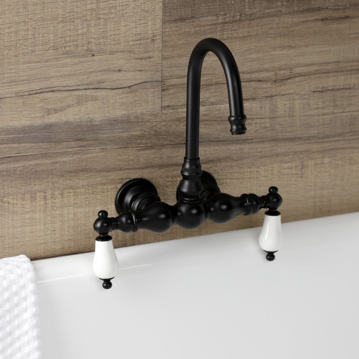Aqua Vintage AE5T0 Two-Handle 2-Hole Tub Wall Mount Clawfoot Tub Faucet, Matte Black
