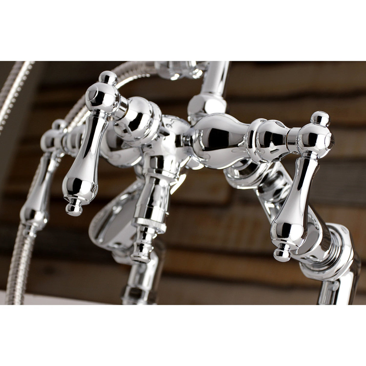 Vintage AE620T1 Three-Handle 2-Hole Deck Mount Clawfoot Tub Faucet with Hand Shower, Polished Chrome