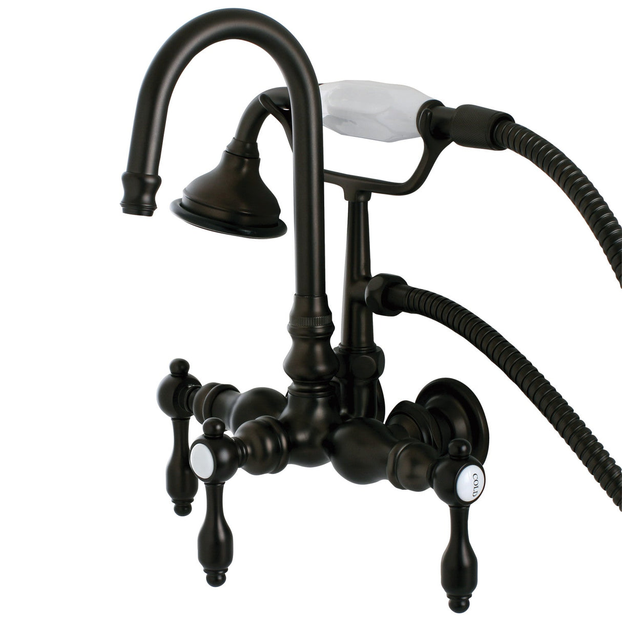 Tudor AE7T5TAL Three-Handle 2-Hole Tub Wall Mount Clawfoot Tub Faucet with Hand Shower, Oil Rubbed Bronze