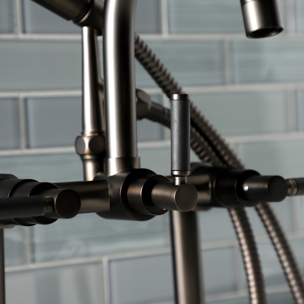 Kaiser AE8105DKL Three-Handle 2-Hole Deck Mount Clawfoot Tub Faucet with Hand Shower, Oil Rubbed Bronze