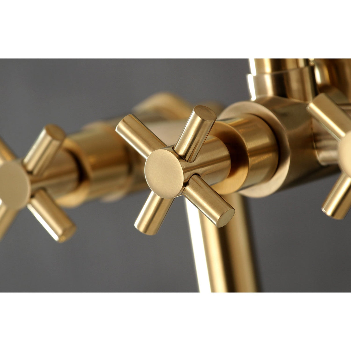 Concord AE8107DX Three-Handle 2-Hole Deck Mount Clawfoot Tub Faucet with Hand Shower, Brushed Brass