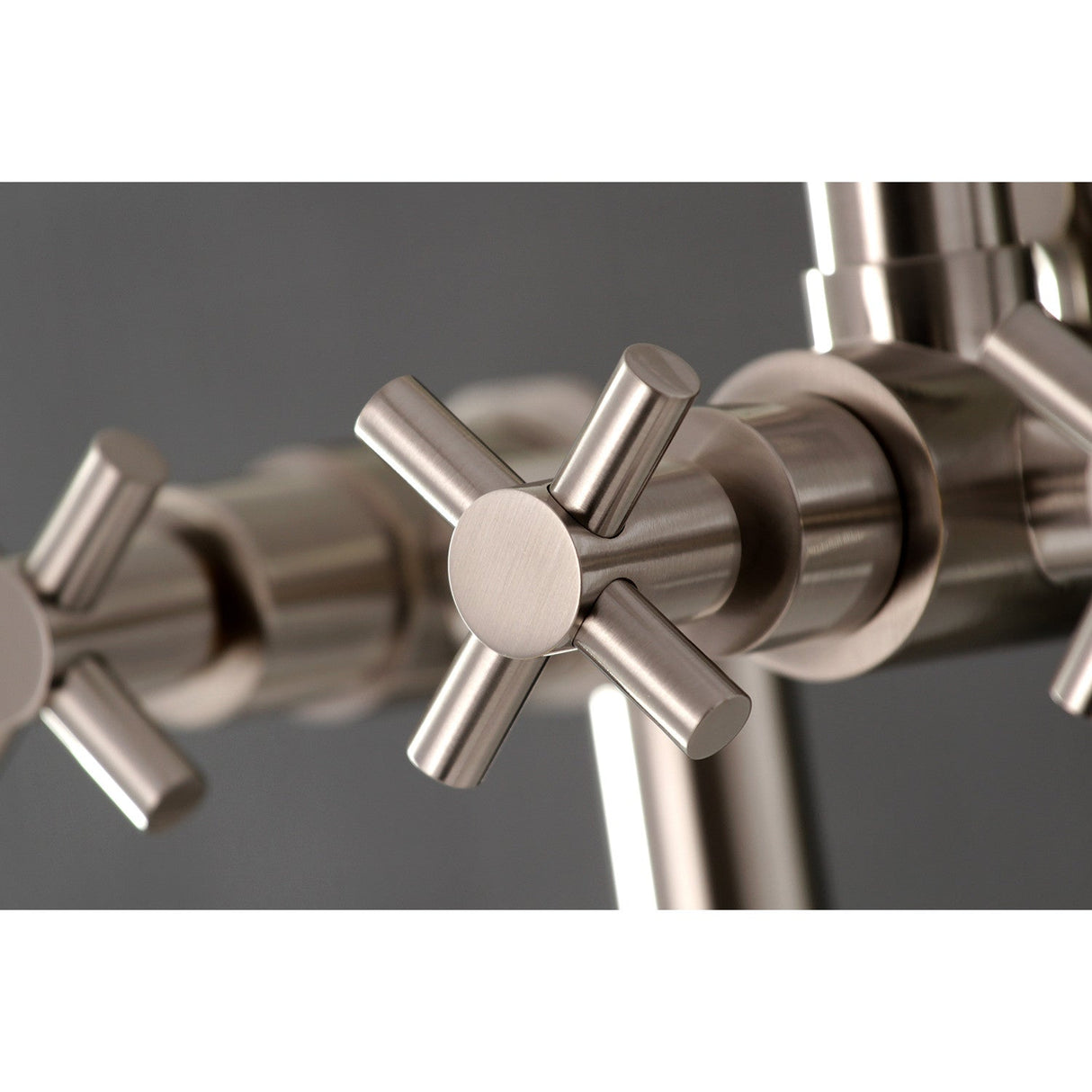 Concord AE8108DX Three-Handle 2-Hole Deck Mount Clawfoot Tub Faucet with Hand Shower, Brushed Nickel