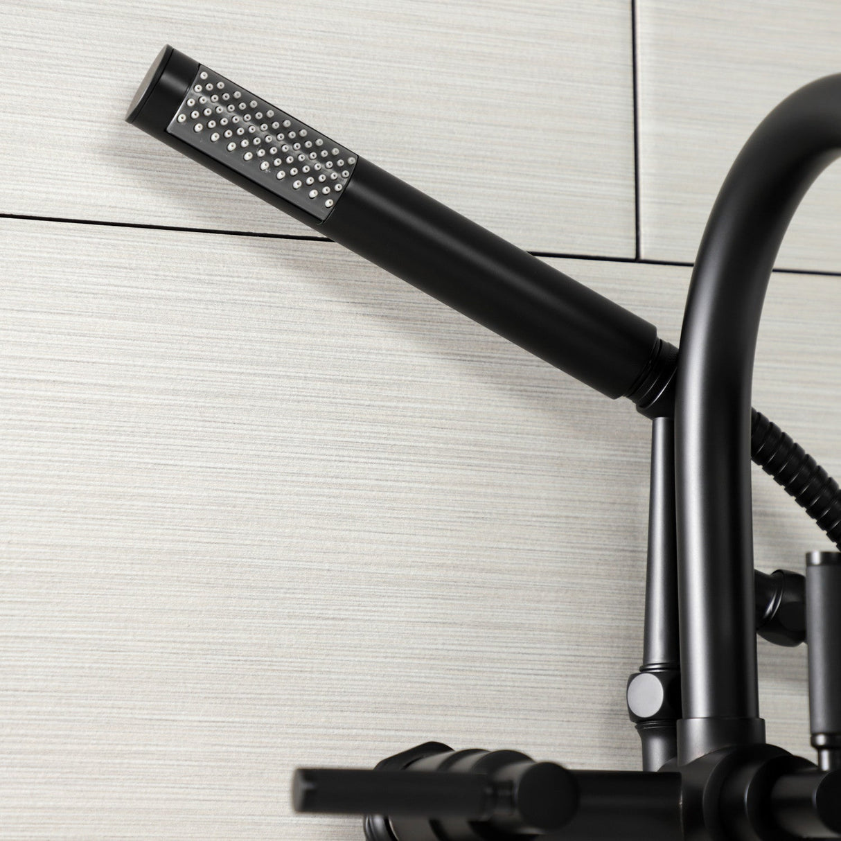 Kaiser AE8150DKL Three-Handle 2-Hole Tub Wall Mount Clawfoot Tub Faucet with Hand Shower, Matte Black