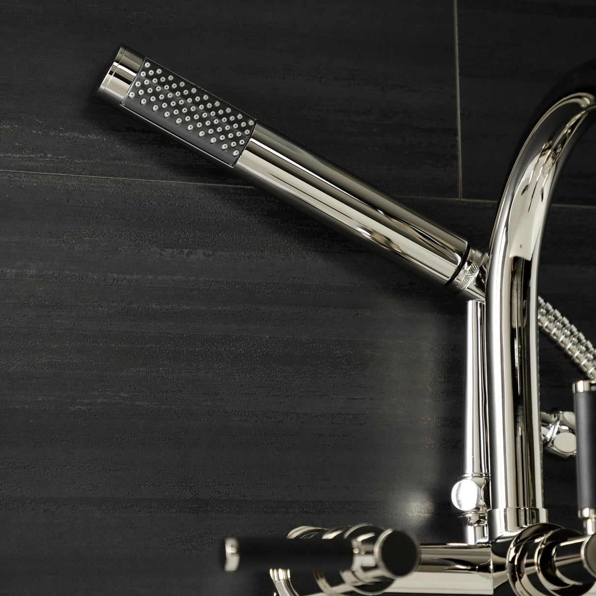 Kaiser AE8156DKL Three-Handle 2-Hole Tub Wall Mount Clawfoot Tub Faucet with Hand Shower, Polished Nickel