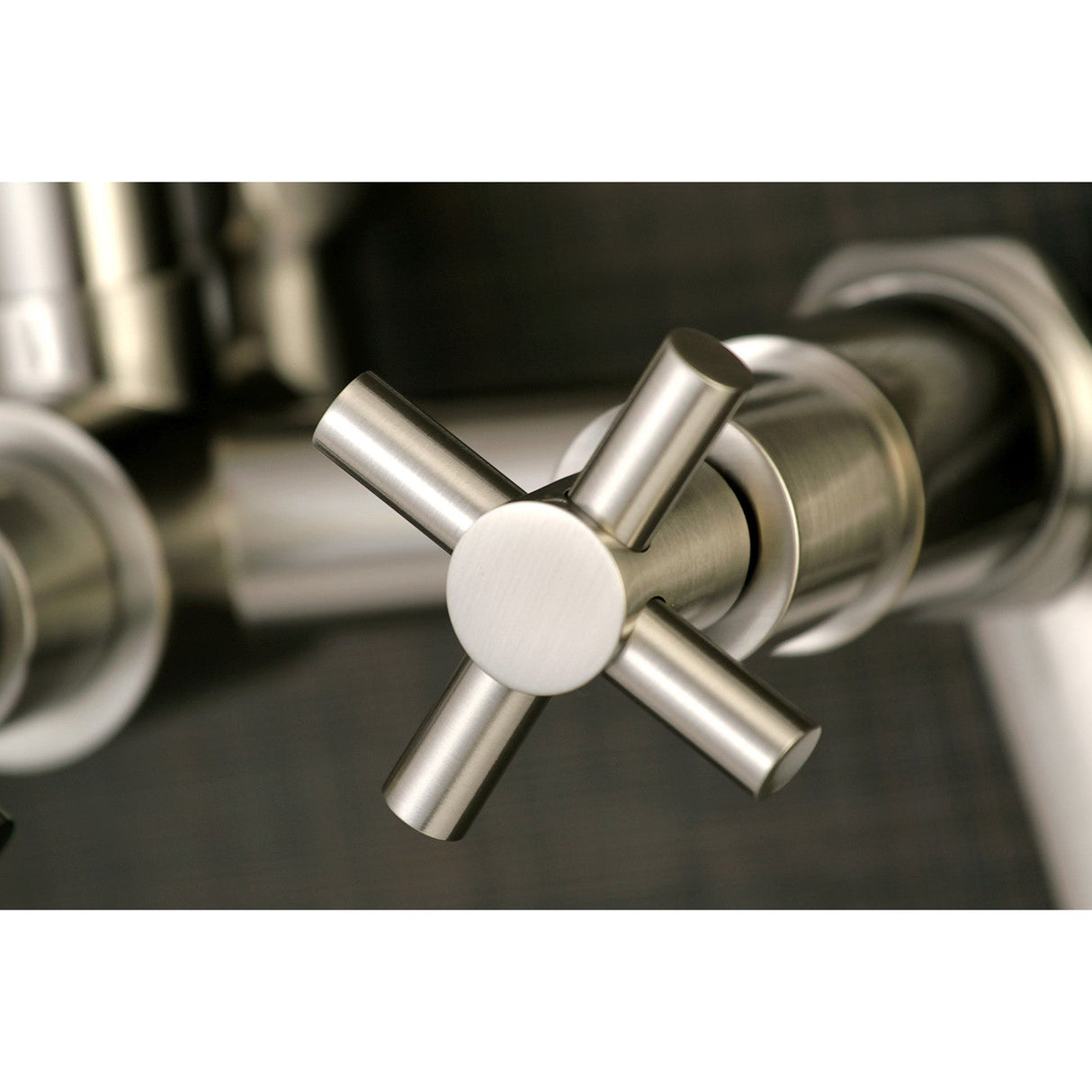 Concord AE8158DX Three-Handle 2-Hole Tub Wall Mount Clawfoot Tub Faucet with Hand Shower, Brushed Nickel