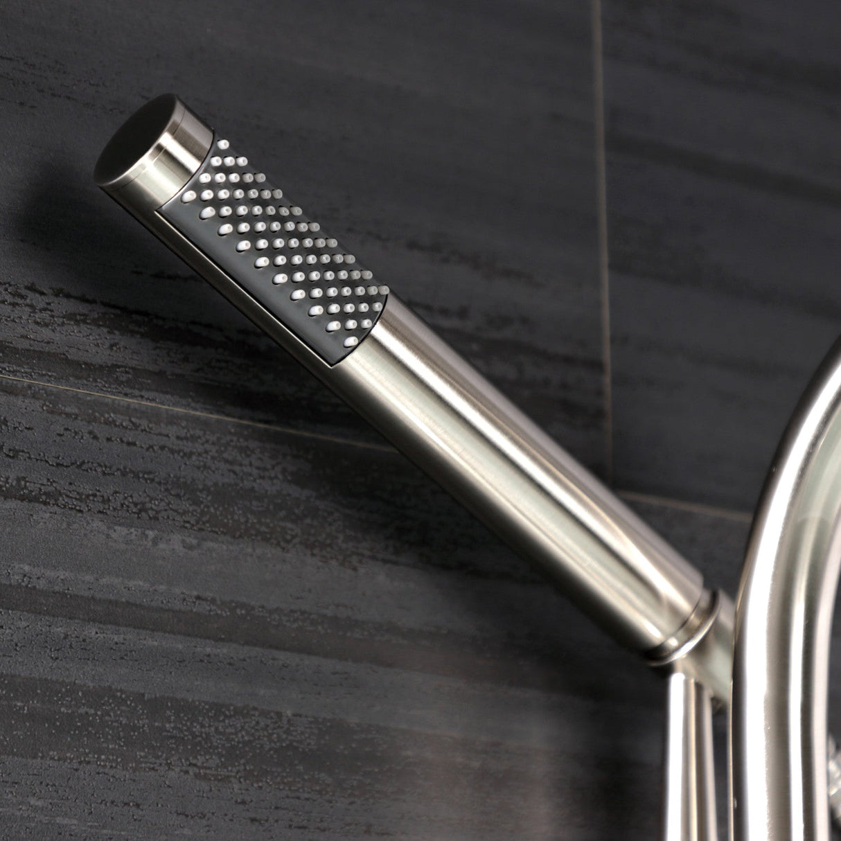 Webb AE8158RKX Three-Handle 2-Hole Adjustable Wall Mount Clawfoot Tub Faucet with Knurled Handle and Hand Shower, Brushed Nickel