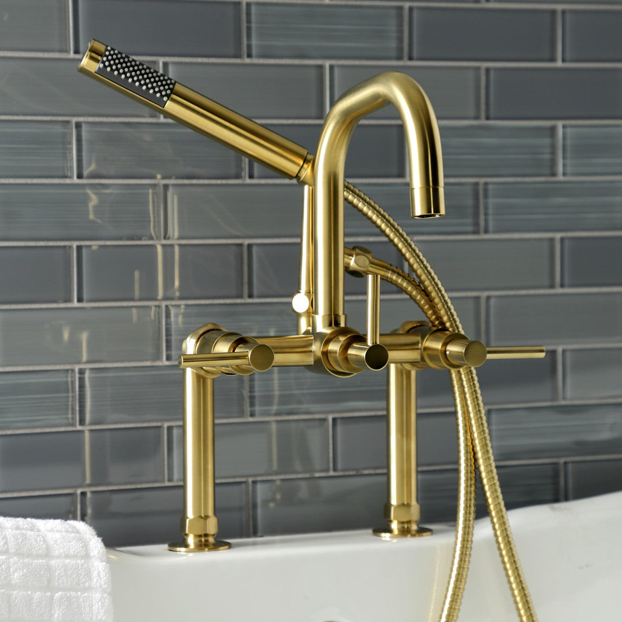 Concord AE8407DL Deck Mount Clawfoot Tub Faucet, Brushed Brass